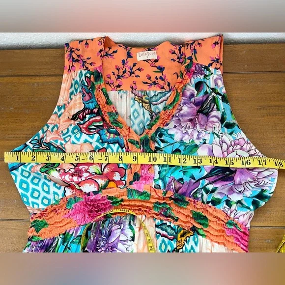 Lula Soul Floral Patchwork Sleeveless Maxi Dress Boho Tiered Sundress - Picture 15 of 15